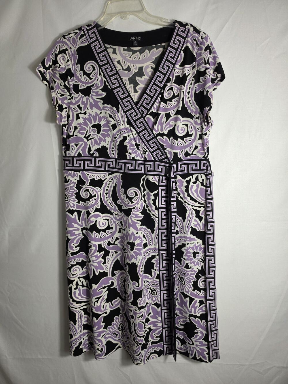 Apt. 9 Multicolor Design Purple Women's Dress Short Sleeve Size XL